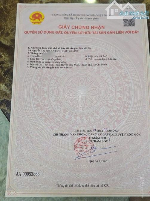Gấp Gấp Chủ ngộp Bán nhanh 825tr Căn nhà ở Nguyễn Thị Ngâu Thới Tam Thôn Hoc Môn 90m2 - 9