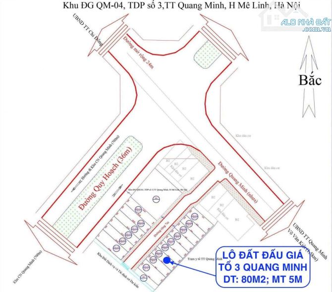 Bán đất 80m2 mặt tiền 5m kinh doanh, giá tốt nhất khu vực chỉ 3,95 tỷ Quang Minh, Mê Linh - 2