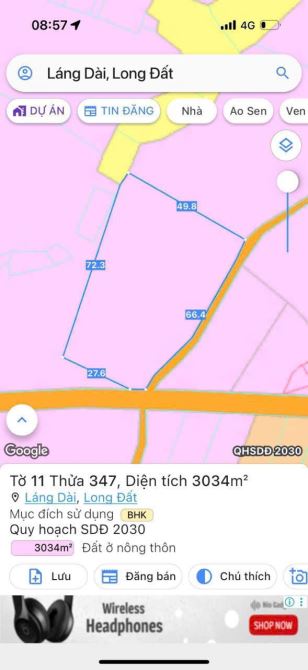 LÁNG DÀI - LONG ĐẤT - BRVT 🌈Dt 3034m2 - 66m mặt tiền Qh đất ở- đường nhựa khu dân cư - 2