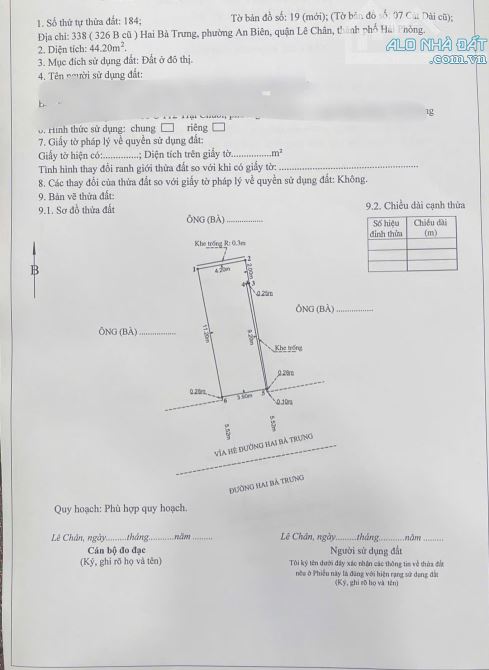 Bán Đất Tặng Nhà Mặt Đường Hai Bà Trưng