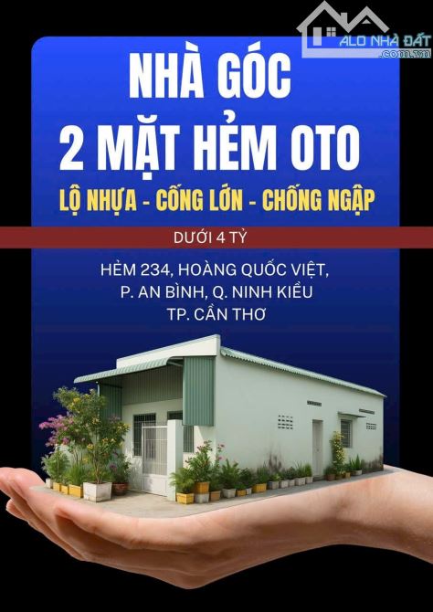 NỀN GÓC 2 MT HẺM 234 HOÀNG QUỐC VIỆT, 3,299 tỷ TP CẦN THƠ