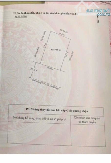 Bán lô đất 570m2 ngang 18m mặt đường Bùi Viện, Đặng Cương, An Dương