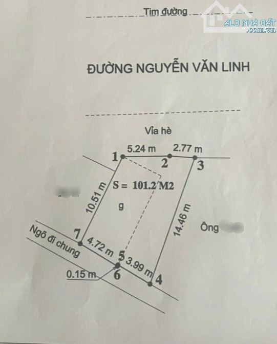 Mặt đường Nguyễn Văn Linh (gần Aeon Mall) - 101m2 - MT 7,9m - sau có ngõ - giá 50 tr/m2