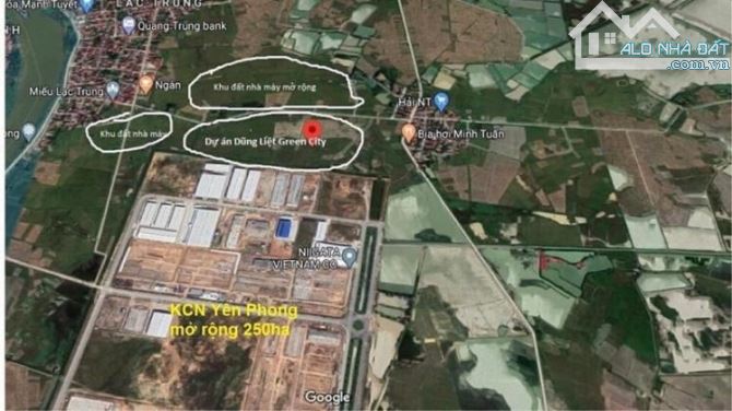 BÁN ĐẤT DỰ ÁN DŨNG LIỆT GREEN CITY CẠNH KCN YÊN PHONG MỞ RỘNG - 100M2 - 2,5 TỶ - 4