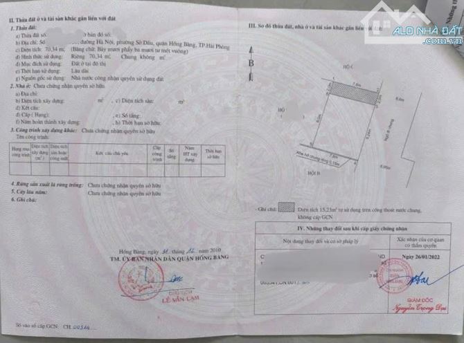 🌈🌈  Bán đất 70m2 ngang 9m, mặt đường nhựa 7m Sở Dầu, Hồng Bàng giá chỉ hơn 4 tỷ
