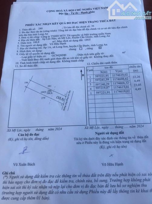 Đất Mặt tiền đường cộng đồng Lộc Hậu, xã Mỹ Lộc, Cần Giuộc: 100m2 - 1