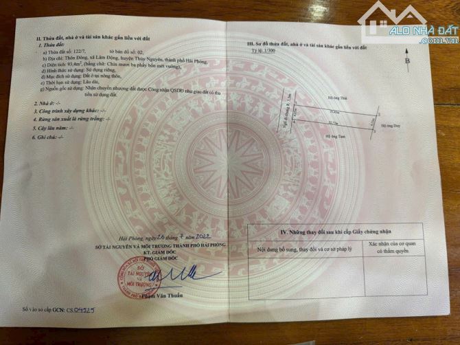 Bán lô Lâm Động- Thuỷ Nguyên sát mặt 203 vào chỉ 15m ô tô ra vào 93,4m giá chỉ 2,2x tỷ - 2