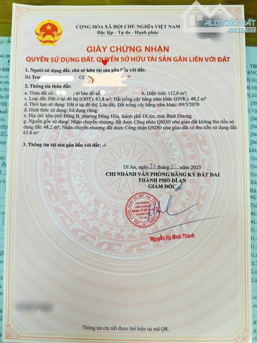 Đất gần sân vận động Đông Hoà, phường Đông Hoà, TP Dĩ An. 4,65 tỷ - 4