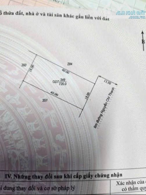 Bán 18 x 40 mặt tiền Nguyễn chí thanh phường 3 chỉ 30 tr/ m2
