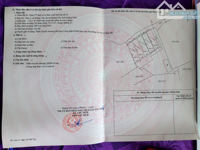 Tài chính 1.27 tỷ có ngay lô đất thôn 2 Hoàng Tân full thổ cư