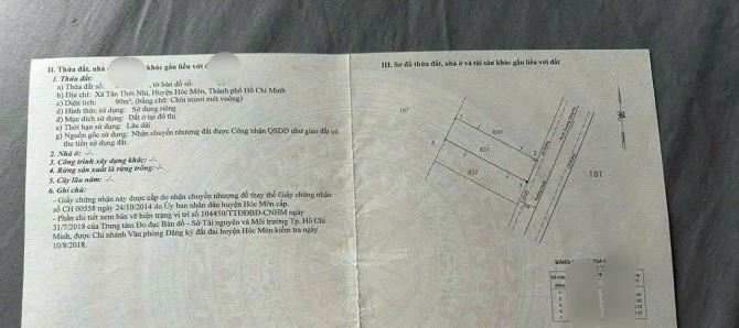 Chủ Kẹt Tiền Cầ Bán nhanh Căn nhà Ở Tân Thới Nhì 9 Hóc Môn 90m2 Giá 865triệu Sổ Hồng Riêng - 2