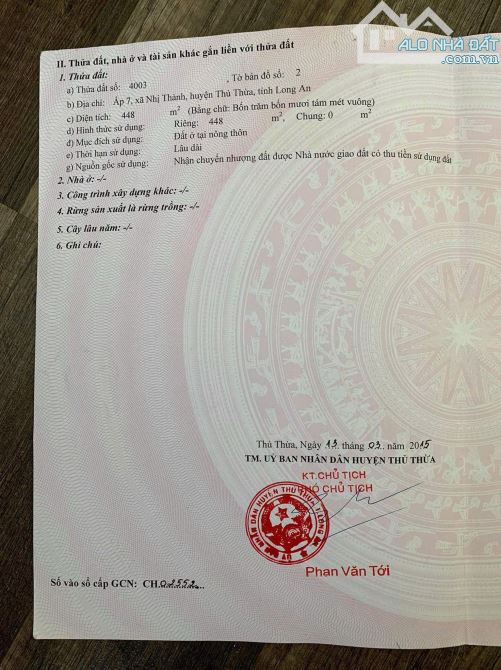 Chủ gửi bán 448m2 thổ cư. KHU CÔNG NGHIỆP HÒA BÌNH - THỦ THỪA - LONG AN - 6