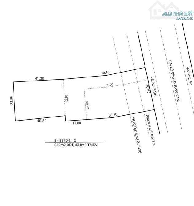 Đất MT đường QL13, thuận an, bình dương. 3870m2 - 7