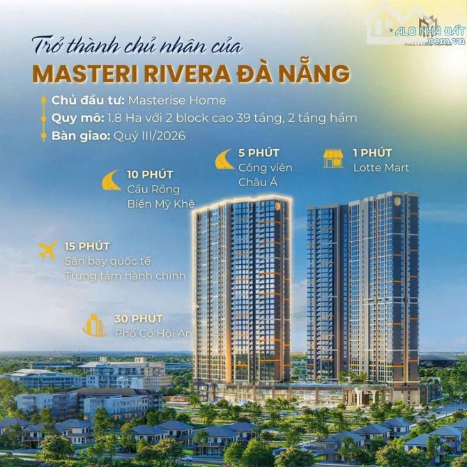 Masteri Rivera View sông, bàn giao 2026 ưu đãi khủng đến 18% đỉnh cao tiện ích Sở hữu lâu