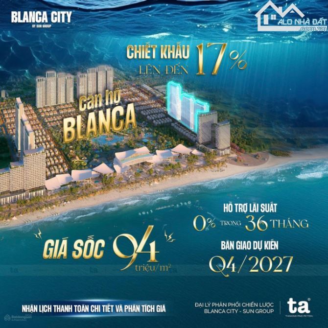 CH 68m2 ban công lớn giá dự kiến 6,3tỷ tại Blanca City, TT trước 1,6 tỷ, cơ hội không thể