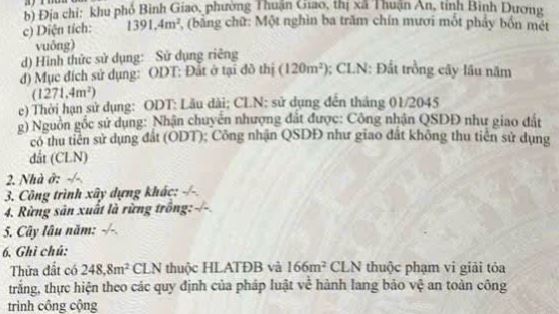 Đất mặt tiền Quốc lộ 13 (ĐLBD) 3.871m2 (36*110). Có 240m ODT, 834m TMDV - 1