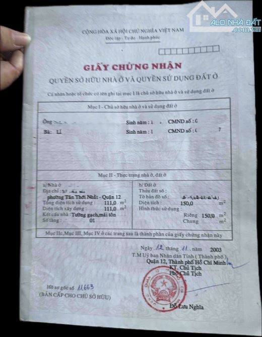 BÁN ĐẤT TẶNG DÃY TRỌ 6 PHÒNG THU NHẬP 10TR/THÁNG – TRUNG TÂM QUẬN 12 – SỔ RIÊNG – NHỈNH 7 - 4