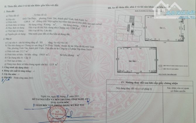 Bán căn Shophouse 3 tầng Chung Cư Phúc Thịnh - P. Vinh Tân