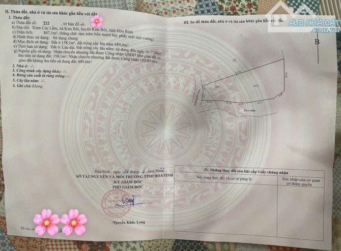 847m Có 158m Đất Ở - Bám Suối Đá Đầu Nguồn Đẹp -  Sát Dự Án Cáp Treo Sun Gruop Kim Bôi