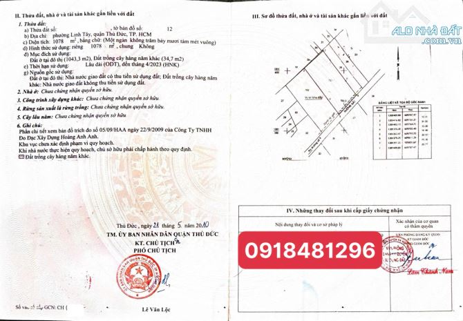 Bán đất đường số 9 (Phạm Văn Đồng) phường Linh Tây gần chợ Thủ Đức (2.156m2) 60 tr/m2 - 8