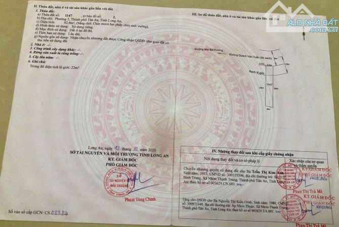 Bán lô đất mặt tiền Quách Văn Tuấn, P.5, TP Tân An, Long An - 1