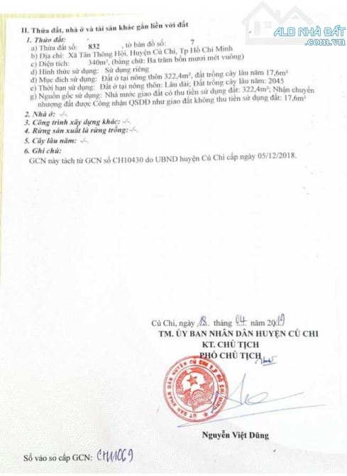 Cần bán 340m² full thổ cư, Tân Thông Hội , Giá 860tr – Cách chợ Việt Kiều chỉ 300m - 1