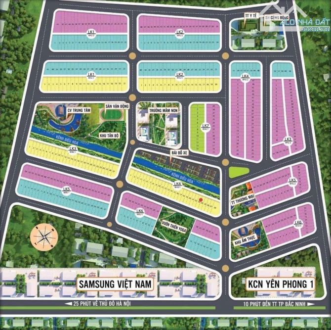 BÁN ĐẤT KĐT YÊN TRUNG THUỴ HOÀ, YÊN PHONG, BẮC NINH, CẠNH KCN SAMSUNG- 90M2 - 2,6 TỶ - 3