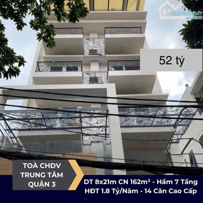 Hẻm xe tải Lý Chính Thắng, Q3, 162m², Hầm 5 tầng, giá bán 52 tỷ