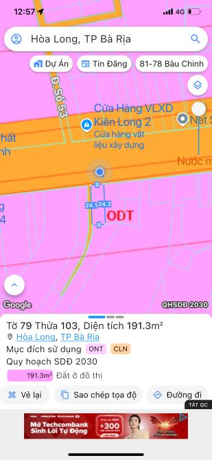 Bán lô đất mặt tiền Quốc Lộ 52 Hoà Long(BRVT), Giá bán: 5,1 tỷ - TDT: 191m2
