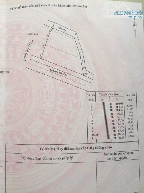 Bán lô 1028m2 có 404m2 thổ cư mặt tiền dt719 kê gà giá chỉ 4ty5 - 1