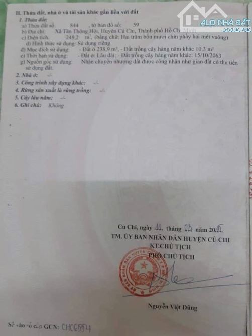 Lô đất ngang rộng 10m tổng 249m2, Tỉnh lộ 2 Tân Thông Hội, Sổ hồng riêng, xây tự do,1 t750 - 1