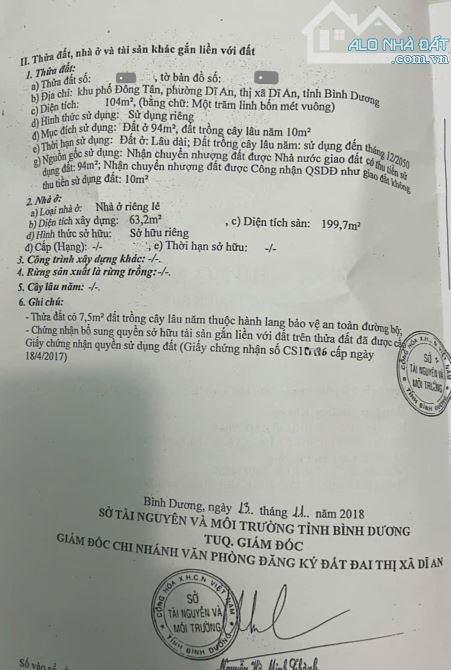 Bán nhà 1T2L 5x21m hoàn công, hẻm Phan Bội Châu p. Dĩ An gần trường cấp 1,2,3 - 1