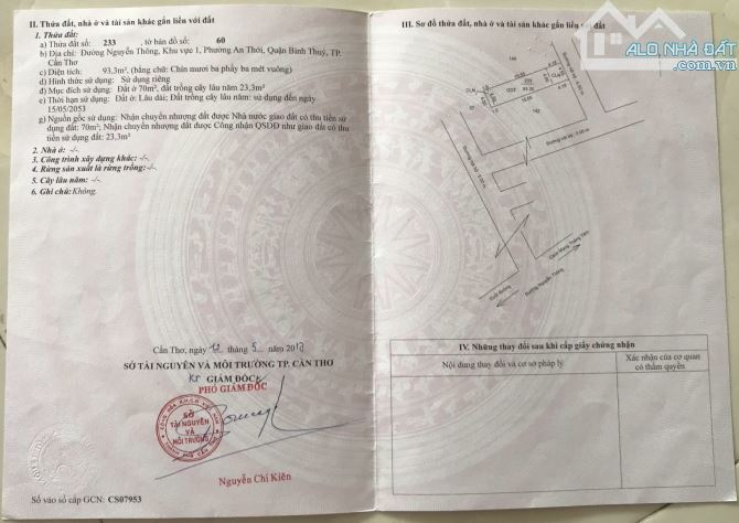 (Chủ gửi) Bán nền hẻm nhánh 192-194 đường Nguyễn Thông, P. An Thới, Q. Bình Thuỷ, TPCT - 1