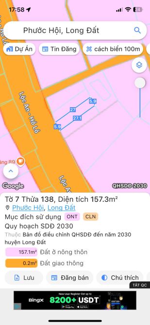 Bán lô đất mặt tiền đường lớn TL997 Lộc An - Hồ Lồ cách biển 1,5 km - 2
