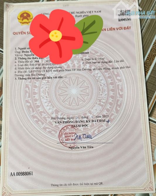 CẦN BÁN ĐẤT KHU VIỆN NHI TP HẢI DƯƠNG SỔ ĐỎ CHUYỂN NHƯỢNG NGAY TRONG NGÀY. - 3