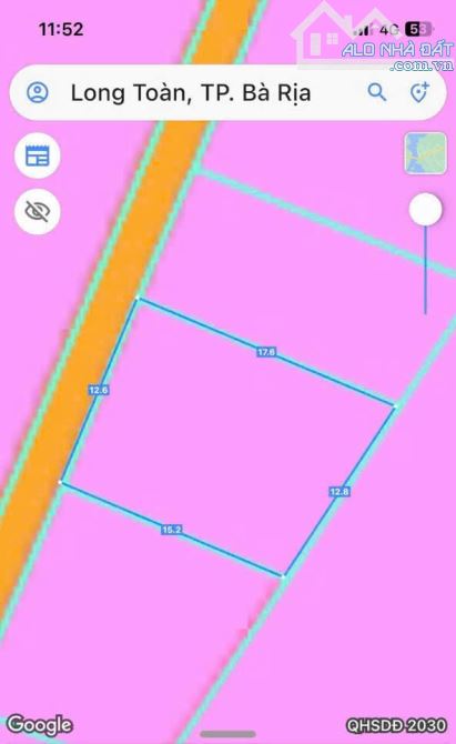 ĐẤT PHƯỜNG LONG TOÀN – TRUNG TÂM BÀ RỊA - 3tỷ100-ngang 12,6 dài 17 ,6 met