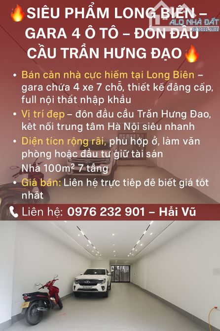 SIÊU PHẨM LONG BIÊN - 100M2 - 7 TẦNG - THANG MÁY - GARA 4 Ô TÔ - 2X TỶ