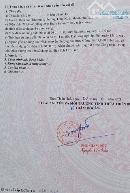 Đất Giá Rẻ Tại Thủy Xuân Thành phố Huế, Chỉ 9,5 Triệu 1m2 - 1