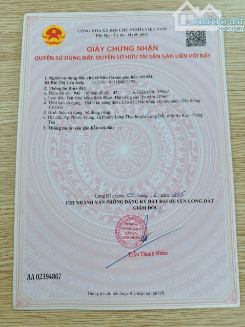 Bán 2 lô đất liền kề ngang 10 x 39m đối diện cổng chính KCN Đất Đỏ tiêm năng cao - 9
