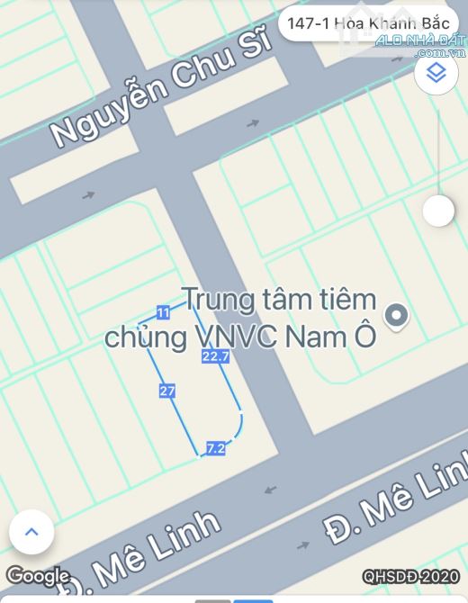 LÔ GÓC ĐƯỜNG MÊ LINH  LIÊN CHIỂU 285M2  NGANG  11M GIÁ CHỈ 15 X TỶ