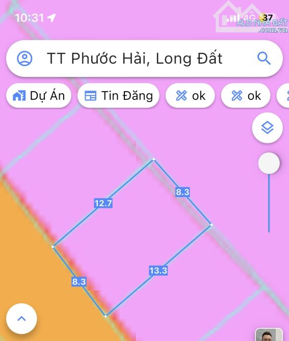 Đất thổ cư- sổ sẵn ven biển Tt Phước Hải-tp HCM Dt: 107m2- ngang 8m đường nhựa vỉa hè
