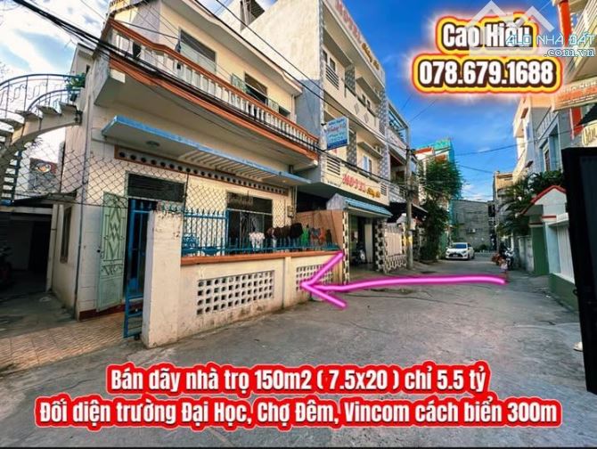 💥Bán dãy nhà trọ 150m2 ( 7.5x20 ) chỉ 5.5 tỷ. Đường nội bộ Trần Phú, Phường 7, thành phố