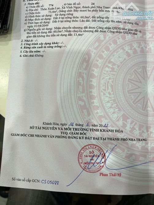 Bán đất Liên Hoa, Vĩnh Ngọc, Tây Nha Trang. DT: 73,4 m2; hướng Tây Bắc. Giá bán 1,66 tỷ