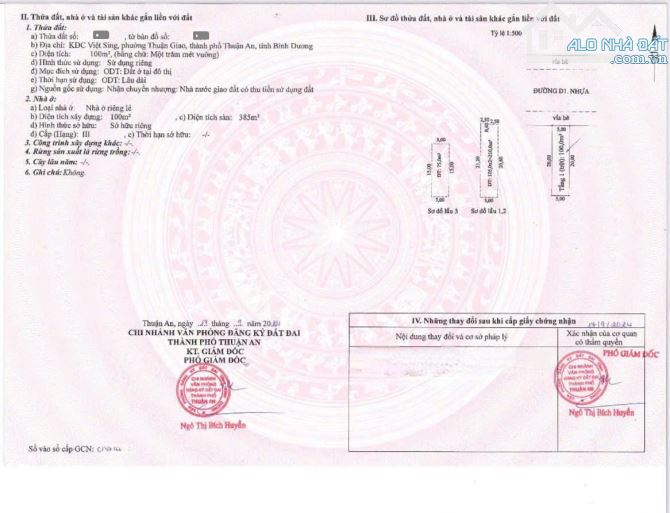 Bán 2 căn nhà MT đường D1 KDC Vietsing p.Thuận Giao Tp.Thuận An chỉ 19ty TL M6918