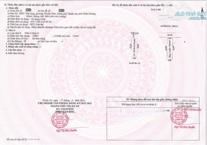 Bán 2 căn nhà MT đường D1 KDC Vietsing p.Thuận Giao Tp.Thuận An chỉ 19ty TL M6918 - 1