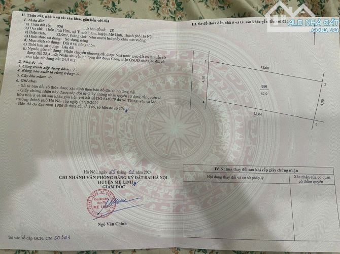 Bán đất Phú Hữu,Thanh Lâm,Mê Linh,Hà Nội,DT hơn 50m full thổ cư,đường oto thông,giá đầu tư - 2