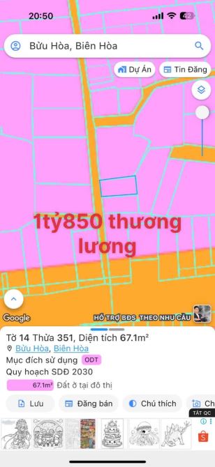 BÁN ĐẤT (DT: 67M2) NGAY ĐƯỜNG NGUYỄN TRI PHƯƠNG CHỈ 30M P. BỬU HOÀ. GIÁ CHỈ 1,850 TỶ - 2