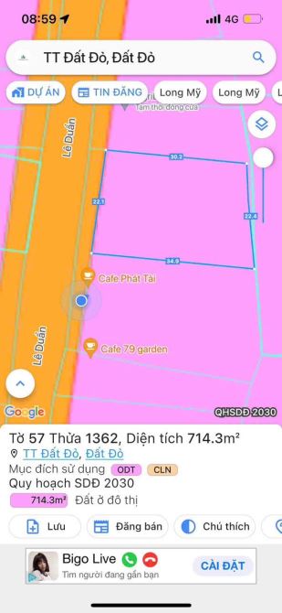 BÁN LÔ ĐẤT MẶT TIỀN ĐƯỜNG KINH DOANH SỐ 3 LÊ DUẨN TT ĐẤT ĐỎ BRVT DT 715m2 có sẵn 100m2 tc - 3
