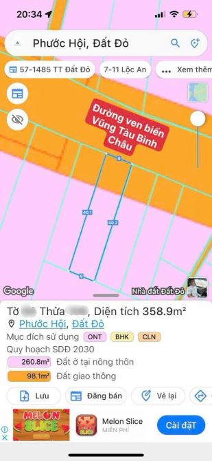 BÁN GẤP 2 LÔ ĐẤT MẶT TIỀN ĐƯỜNG VEN BIỂN VŨNG TÀU BÌNH CHÂU XÃ PHƯỚC HỘI ĐẤT ĐỎ BRVT - 4