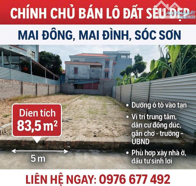 Bán đất đẹp vuông vắn – 83.5m² Song Mai Đông, Mai Đình, Sóc Sơn – Ô tô vào tận đất – Giá